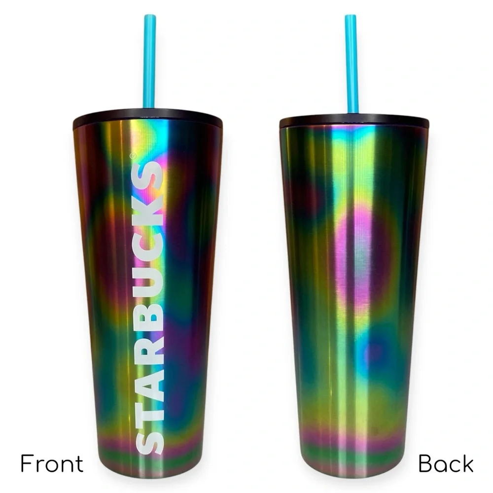 Starbucks Tumbler 2023 Rainbow Oil Slick Stainless Steel Tumbler 24 oz Venti Cup